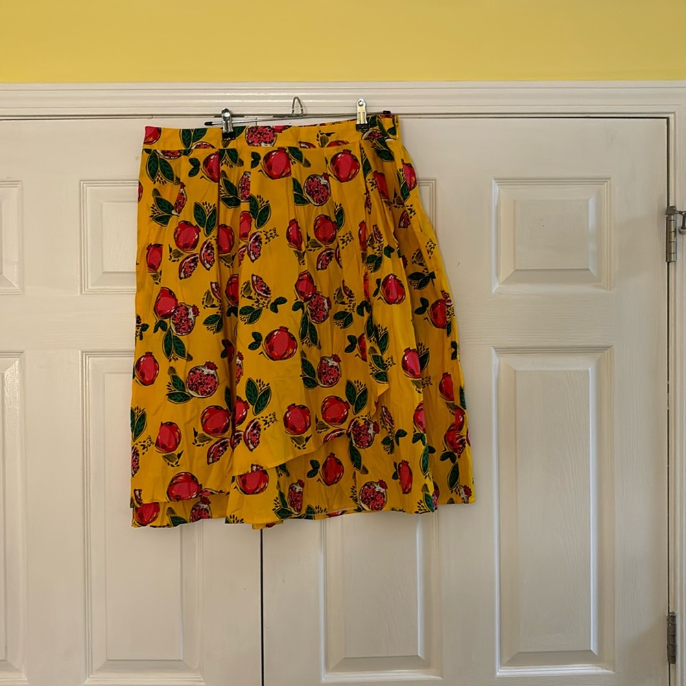Eloquii Pomegranate Print Faux Wrap Skirt